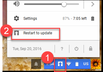 press arrow then restart to update